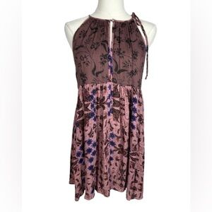 Free People Intimately Floral Mini Dress - Pink and Blue Size S